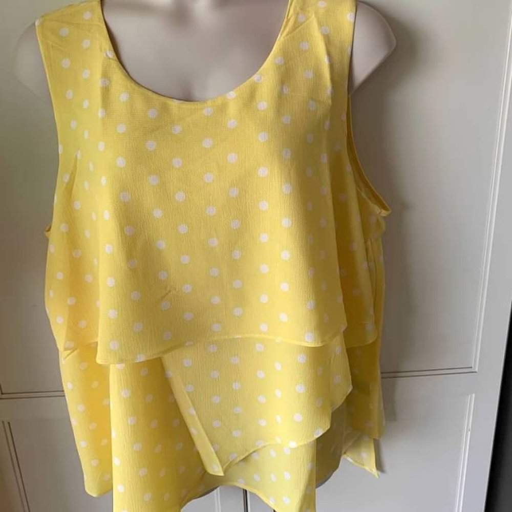 Soft Surroundings Sleeveless Yellow Polka Dot Top - Picture 3 of 4